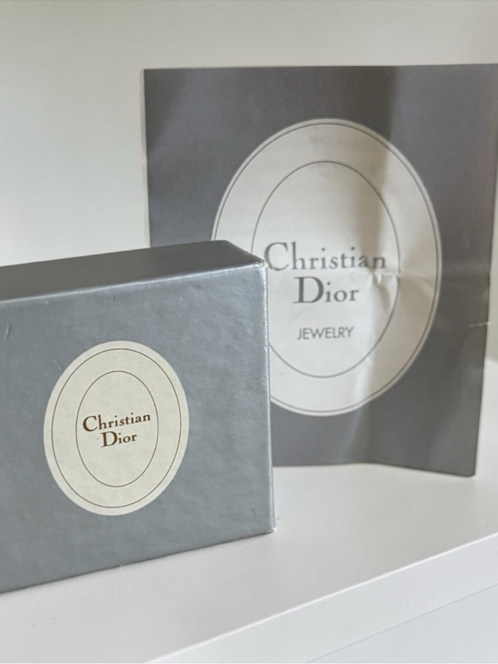 Authentic Christian Dior Silver Crystal and Cream Pearl Drop Post Earrings! COA! - Picture 5 of 8